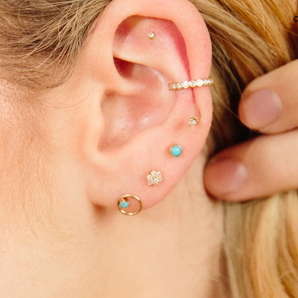 14K TURQUOISE BEZEL STUDS - Picture 8 of 10